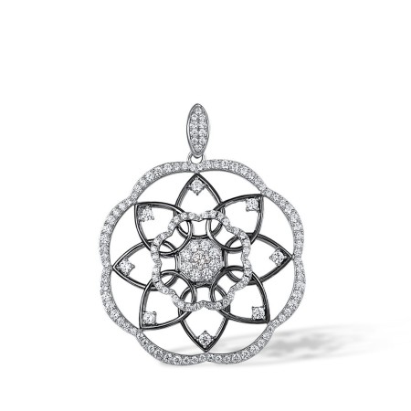 Sterling Silver w/ Black White Plating Pendant White Cubic Zirconia (P317181WCZSK925)