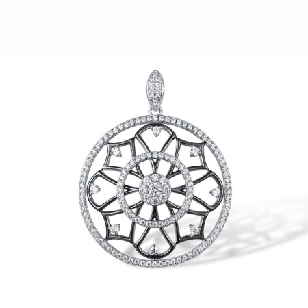 Sterling Silver w/ Black White Plating Pendant White Cubic Zirconia (P317182WCZSK925)