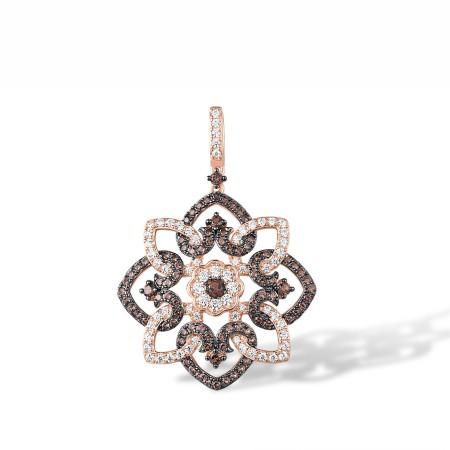 Sterling Silver w/ Rose Black Plating Pendant Nano Brown Spinel,White Cubic Zirconia (P317184NBZSD925)