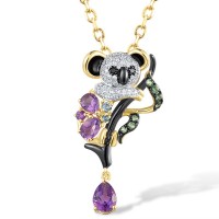 14KYWB Pendant Amethyst,Black Diamond,Blue Topaz (Swiss Blue),Diamond,Green Garnet,London Blue Topaz with out chain (P317190MUL14KYWB)