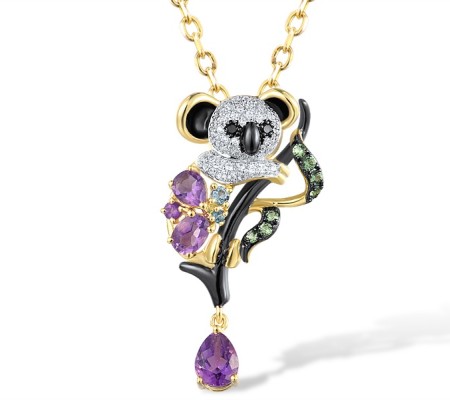 14KYWB Pendant Amethyst,Black Diamond,Blue Topaz (Swiss Blue),Diamond,Green Garnet,London Blue Topaz with out chain (P317190MUL14KYWB)