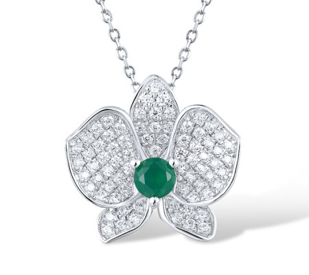 14KW Pendant Diamond,Emerald (P317243EMR14KW)