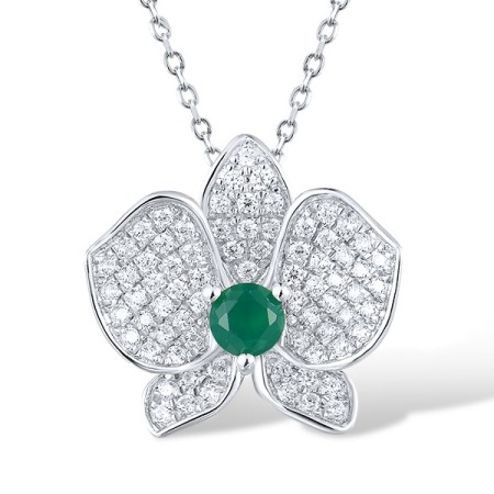 14KW Pendant Diamond,Emerald (P317243EMR14KW)