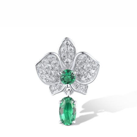 Sterling Silver Pendant Green Spinel,White Cubic Zirconia (P317270GSZSL925)