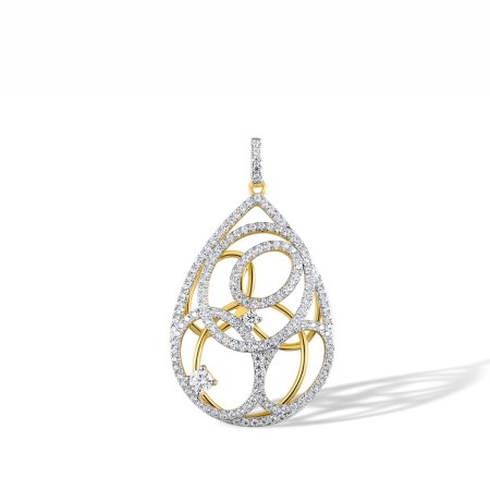Sterling Silver w/ IONIC YELLOW PLATING Pendant White Cubic Zirconia (P317332WCZSP925)