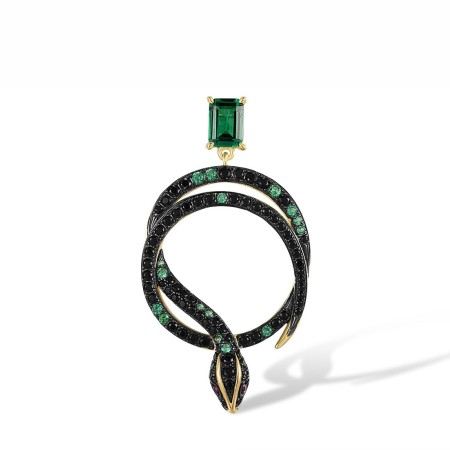 Sterling Silver w/ Yellow Black Plating Pendant Black spinel,Created Ruby,Green Spinel (P317347BRSGSC925)