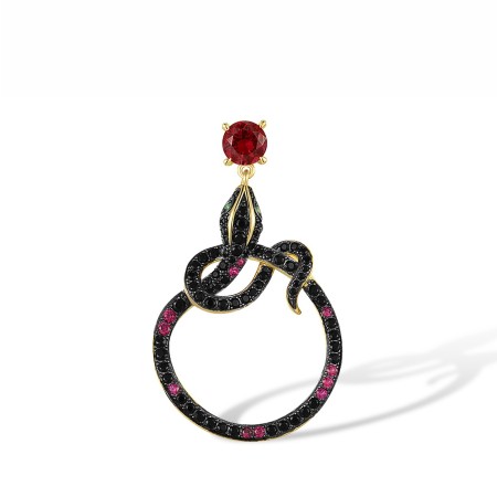 Sterling Silver w/ Yellow Black Plating Pendant Black spinel,Created Ruby,Green Spinel,Red Nano Crystal (P317348MULSC925)