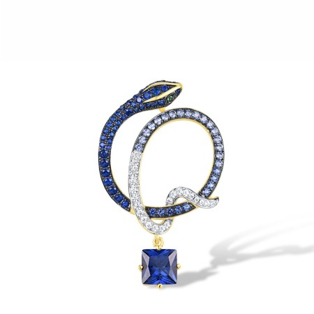 Sterling Silver w/ Yellow Black White Plating Pendant Blue Nano Cubic Zirconia,Blue Spinel,Green Spinel,White Cubic Zirconia (P317350MULSZ925)