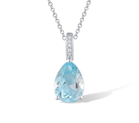 14KW Pendant Blue Topaz (Sky Blue),Diamond (P317362BKT14KW)