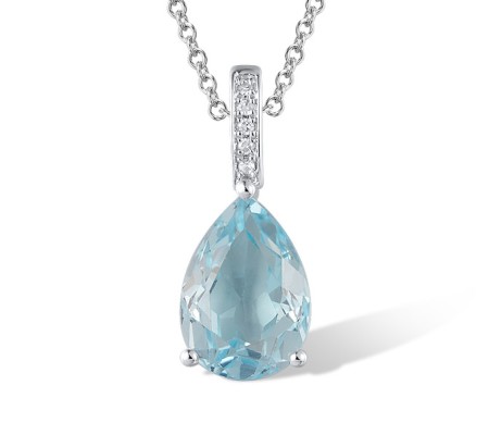 14KW Pendant Blue Topaz (Swiss Blue),Diamond (P317362BLT14KW)