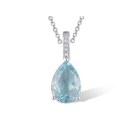 14KW Pendant Blue Topaz (Swiss Blue),Diamond (P317362BLT14KW)