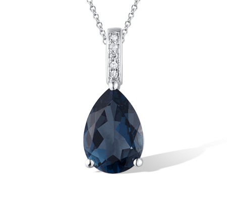 14KW Pendant Diamond,London Blue Topaz (P317362LDB14KW)