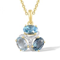 14KYW Pendant Diamond,London Blue Topaz,Blue Topaz (Sky Blue),Blue Topaz (Swiss Blue) (P317389BKLT14KYW)
