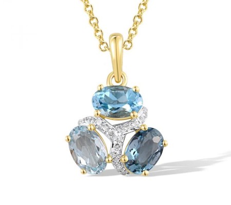 14KYW Pendant Diamond,London Blue Topaz,Blue Topaz (Sky Blue),Blue Topaz (Swiss Blue) (P317389BKLT14KYW)