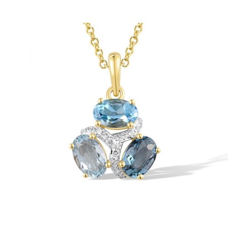 14KYW Pendant Diamond,London Blue Topaz,Blue Topaz (Sky Blue),Blue Topaz (Swiss Blue) (P317389BKLT14KYW)