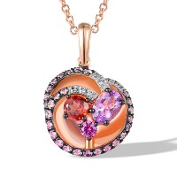 14KRWB Pendant Amethyst,Diamond,Pink Sapphire,Ruby without chain (P317461APSR14KRWB)