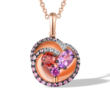 14KRWB Pendant Amethyst,Diamond,Pink Sapphire,Ruby without chain (P317461APSR14KRWB)