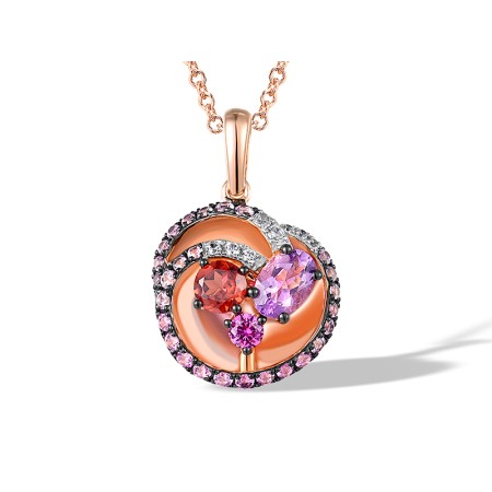 14KRWB Pendant Amethyst,Diamond,Pink Sapphire,Ruby without chain (P317461APSR14KRWB)