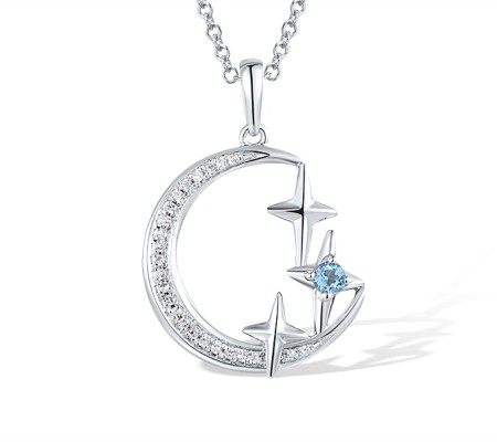 14KW Pendant Blue Topaz (Swiss Blue),Diamond without chain (P317464BLT14KW)