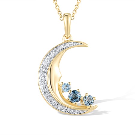 14KYW Pendant Blue Topaz (Swiss Blue),Diamond,London Blue Topaz without chain (P317466BLL114KYW)