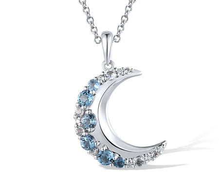 14KW Pendant Blue Topaz (Sky Blue),Blue Topaz (Swiss Blue),Diamond,London Blue Topaz without chain (P317467BKLT14KW)