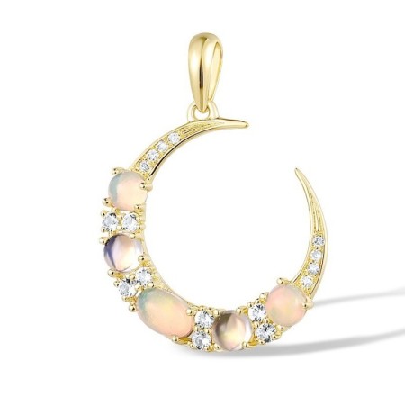 14KY Pendant Blue Moonstone,Diamond,Opal,White Topaz (P317475BMOT14KY)
