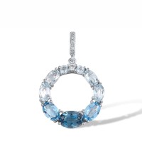 14KW Pendant Blue Topaz (Sky Blue),Blue Topaz (Swiss Blue),Diamond,London Blue Topaz (P317536BKLT14KW)