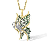 14KYWB Pendant Diamond,Green Garnet without chain (P317574GNG14KYWB)