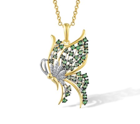 14KYWB Pendant Diamond,Green Garnet without chain (P317574GNG14KYWB)