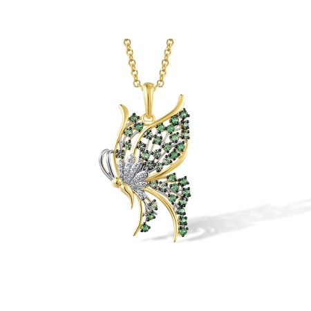 14KYWB Pendant Diamond,Green Garnet without chain (P317574GNG14KYWB)