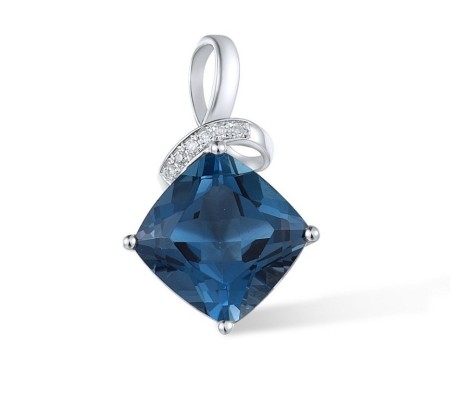 14KW Pendant Diamond,London Blue Topaz (P317584LDB14KW)