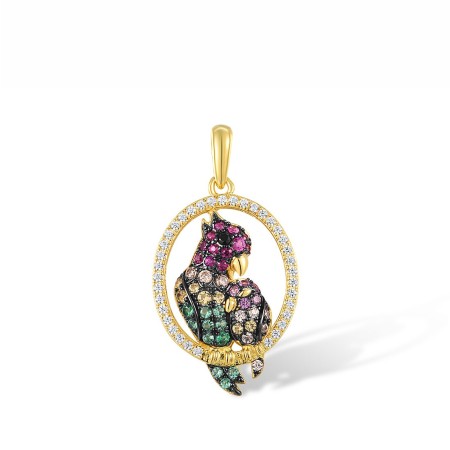Sterling Silver w/ Yellow Black Plating Pendant Black spinel,Champagne Cubic Zirconia,Created Pink Sapphire,Created Ruby,Green Spinel,White Cubic Zirconia,Yellow Nano Cubic Zirconia (Ci (P317643MULSC925)
