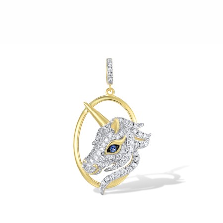 Sterling Silver w/ Yellow Black White Plating Pendant Blue Nano Cubic Zirconia,White Cubic Zirconia (P317648BZZSZ925)