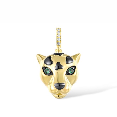 Sterling Silver w/ Yellow Black Plating Pendant Green Spinel,White Cubic Zirconia (P317649GSZSC925)