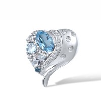 14KW Pendant Blue Topaz (Sky Blue),Blue Topaz (Swiss Blue),Diamond,London Blue Topaz,White Topaz (P317706MUL14KW)