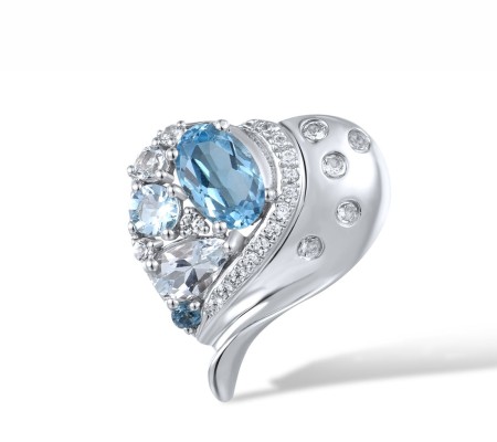 14KW Pendant Blue Topaz (Sky Blue),Blue Topaz (Swiss Blue),Diamond,London Blue Topaz,White Topaz (P317706MUL14KW)