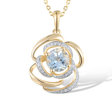 14KYW Pendant Blue Topaz (Sky Blue),Diamond (P317823BKT14KYW)