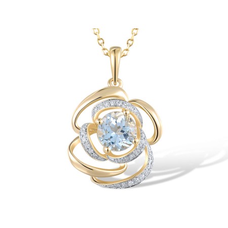 14KYW Pendant Blue Topaz (Sky Blue),Diamond (P317823BKT14KYW)