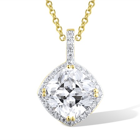 Sterling Silver w/ IONIC YELLOW PLATING Pendant White Cubic Zirconia (P318065WCZSP925)