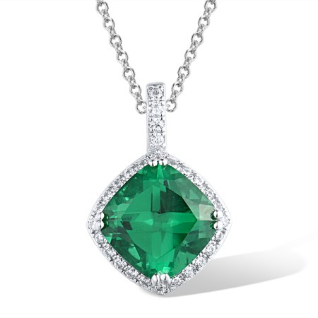 Sterling Silver Pendant Green Spinel,White Cubic Zirconia (P318065GSZSL925)
