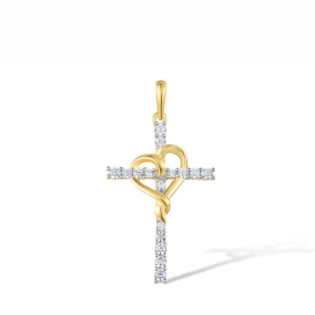 Sterling Silver w/ IONIC YELLOW PLATING Pendant White Cubic Zirconia (P318078WCZSP925)