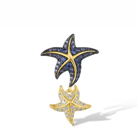 Sterling Silver w/ Yellow Black Plating Pendant Blue Nano Cubic Zirconia,White Cubic Zirconia (P318112BZZSC925)