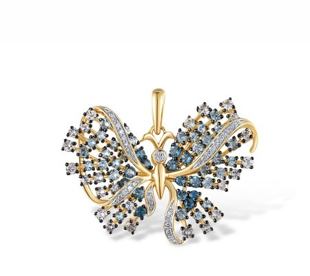 14KYWB Pendant Blue Topaz (Sky Blue),Blue Topaz (Swiss Blue),Diamond,London Blue Topaz (P318121BKLT14KYWB)