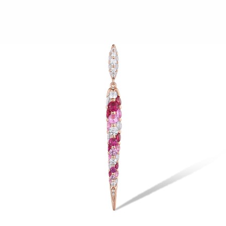 Sterling Silver w/ Rose Plating Pendant Created Pink Sapphire,Created Ruby,White Cubic Zirconia (P318236CPRZSR925)