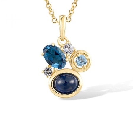 14KY Pendant London Blue Topaz,Blue Sapphire,Blue Topaz (Sky Blue),Blue Topaz (Swiss Blue) (P318242MUL14KY)