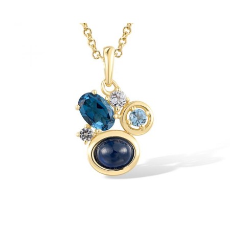 14KY Pendant London Blue Topaz,Blue Sapphire,Blue Topaz (Sky Blue),Blue Topaz (Swiss Blue) (P318242MUL14KY)