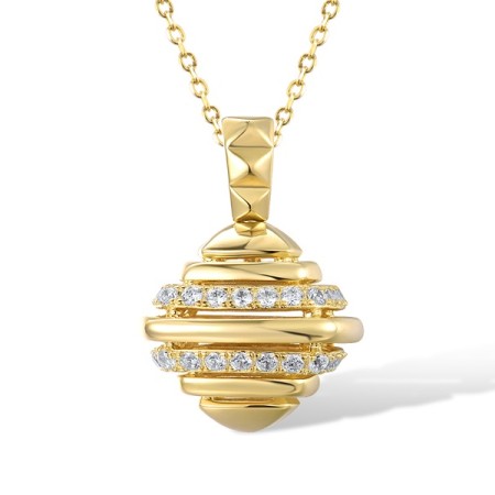 Sterling Silver w/ Yellow Plating Pendant White Cubic Zirconia (P318492WCZSY925)