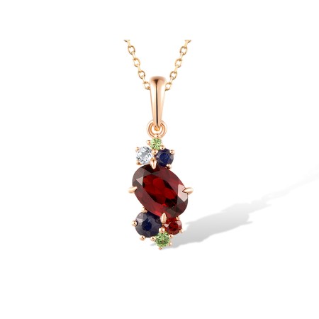 14KR Pendant Blue Sapphire,Garnet,Green Garnet,White Topaz (P318592MUL14KR)
