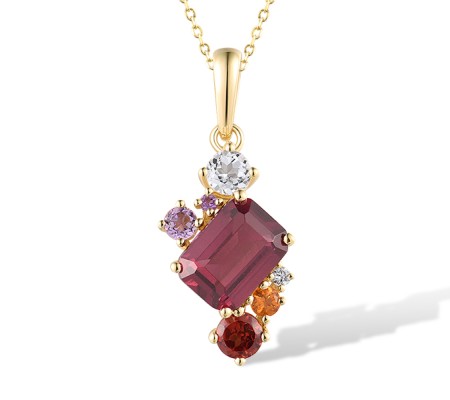 14KY Pendant Diamond,Garnet,Rhodolite Garnet,White Topaz,Amethyst,Citrine (P318595MUL114KY)