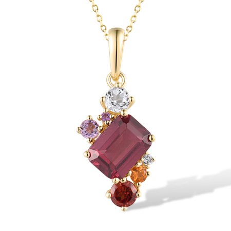 14KY Pendant Diamond,Garnet,Rhodolite Garnet,White Topaz,Amethyst,Citrine (P318595MUL114KY)
